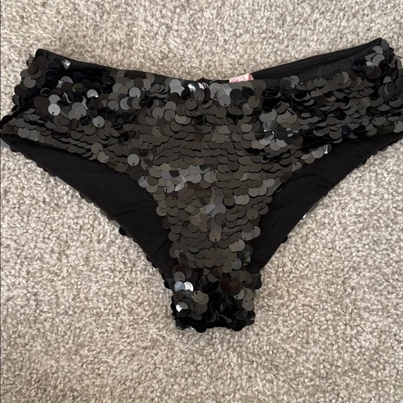 Black Sequin Booty Shorts - Picture 1 of 6